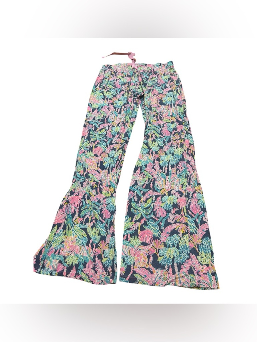 Lilly Pulitzer Colorful Floral Flared Pants - Navy, Pink, Green, Yellow - Picture 1 of 9